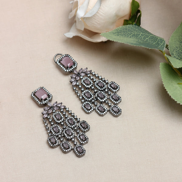 Pink AD Chandelier Earrings