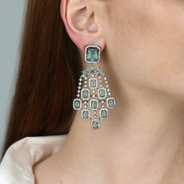 Mint AD Chandelier Earrings