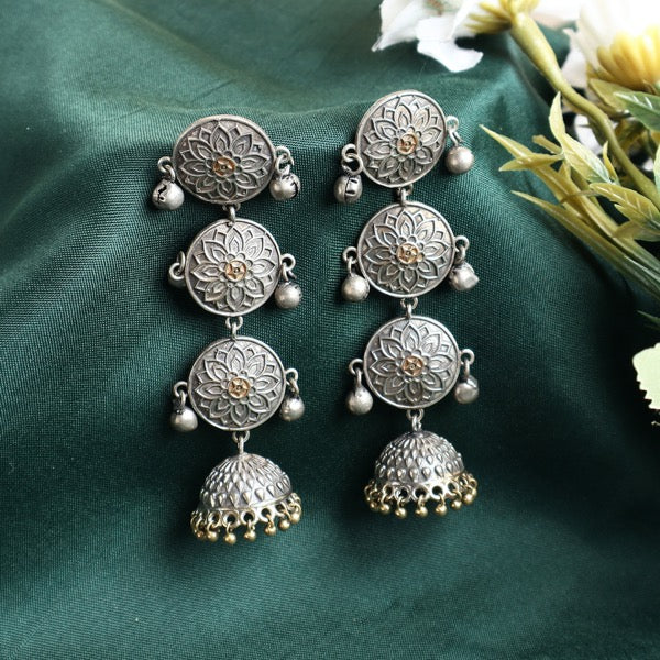 Round Hanging Oxidised Jhumki
