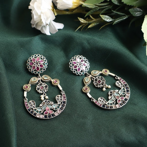 Shreeya Danglers Oxidised in Stones