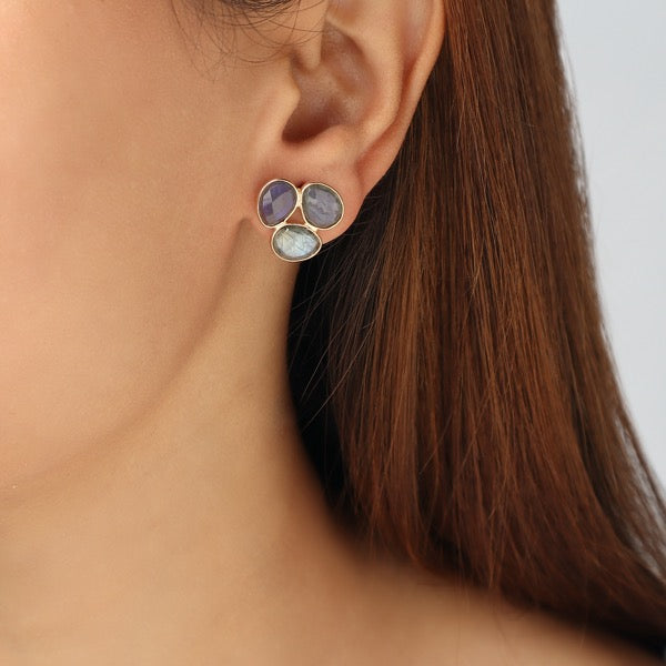 Petal Stud 92.5 Sterling Silver - Labrodorite