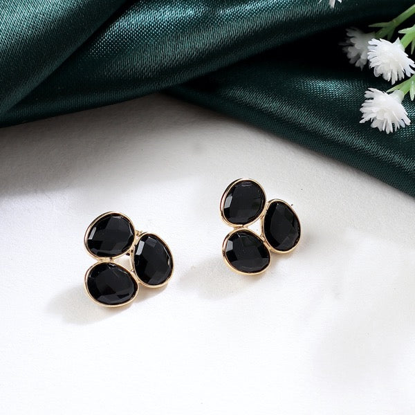 Petal Stud 92.5 Sterling Silver - Black Onyx