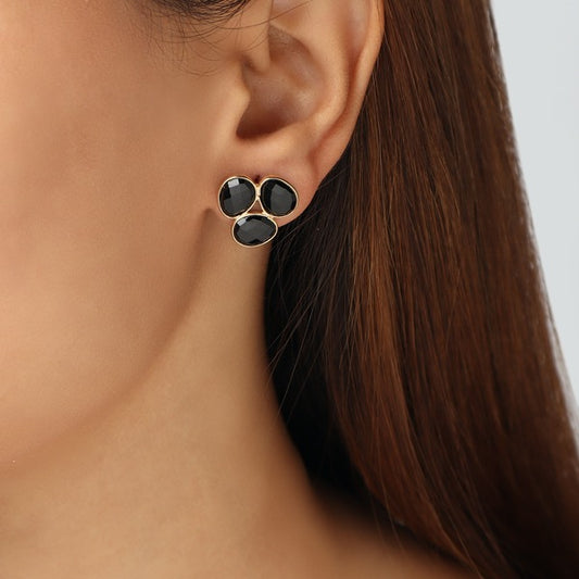 Petal Stud 92.5 Sterling Silver - Black Onyx