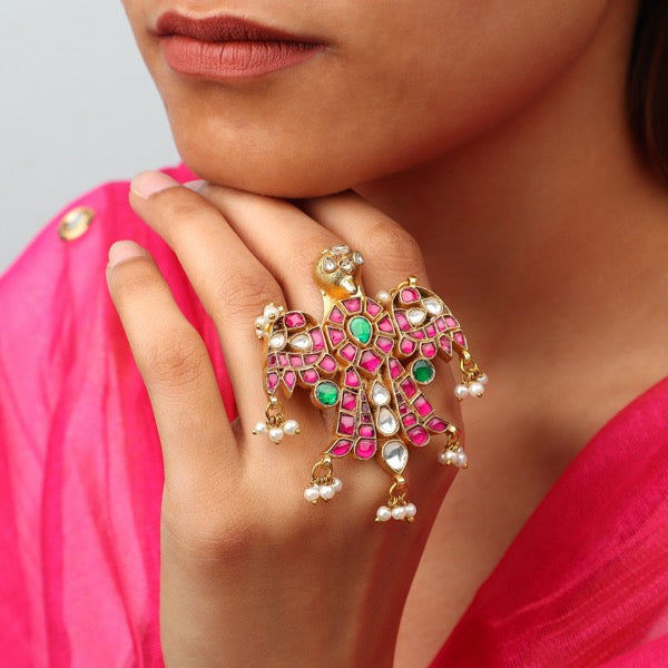 Surbhi Mor Ring in Ahmedabadi Kundan