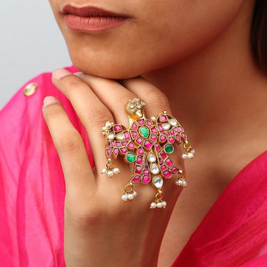 Surbhi Mor Ring in Ahmedabadi Kundan