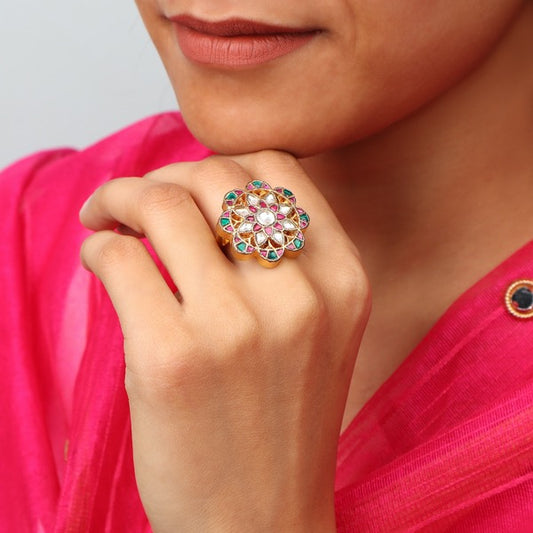 Himakshi Ring in Ahmedabadi Kundan