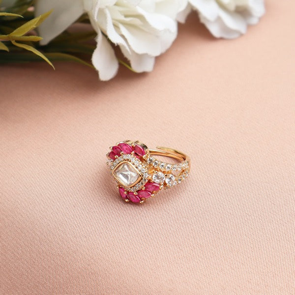 Amna Polki Ring in Ruby