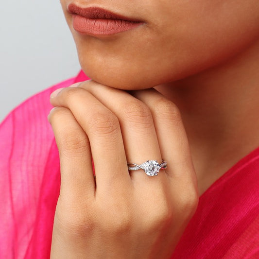 Zig Zag Solitaire Ring