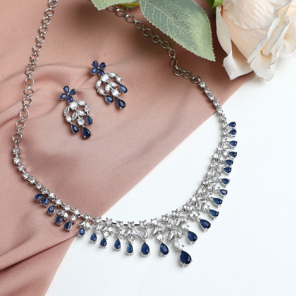 Siyali AD Necklace in Blue