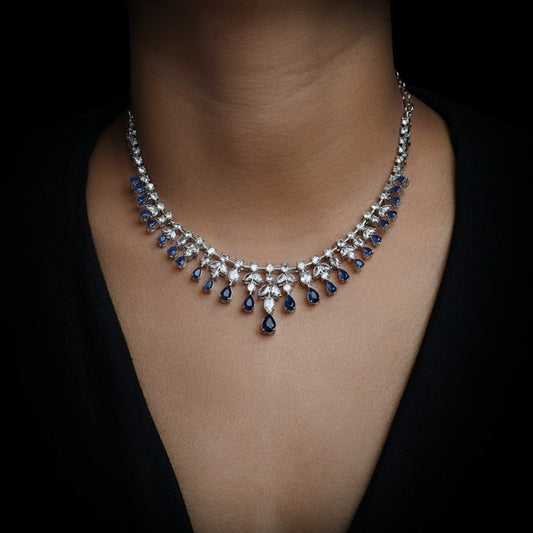 Siyali AD Necklace in Blue