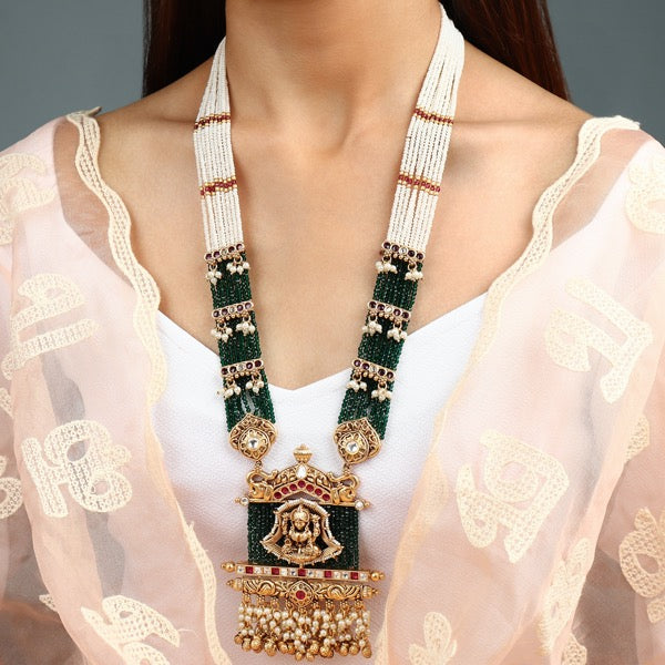 Saanjh Gold Emerald Haar