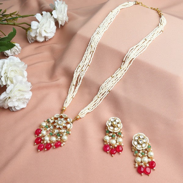 Iqra Pachi Kundan Long Set