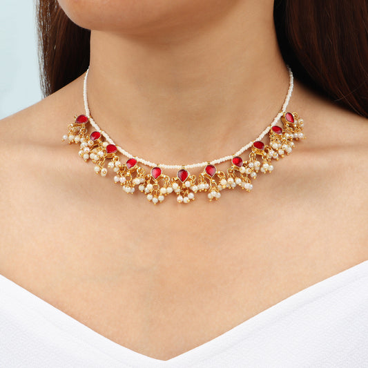 Meesha Red Pachi Choker