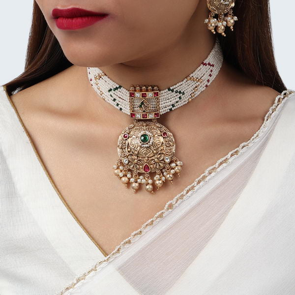 Jannat Gold and Pearl Choker