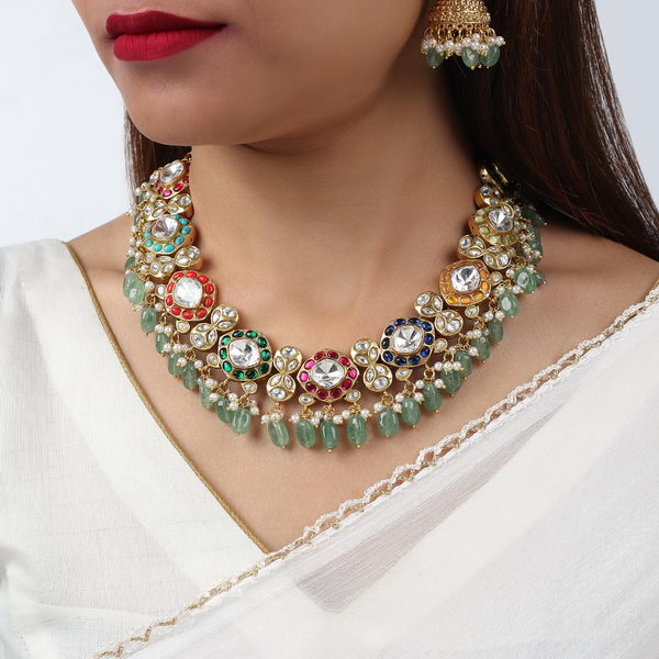 Nayab Navrattan Polki Set