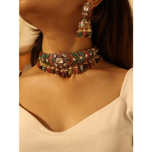 Pranika Navratan Modern Choker