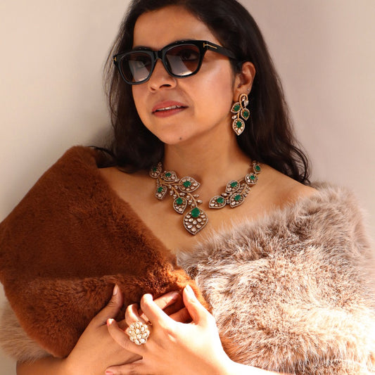 Zoya Emerald Floral Open Necklace