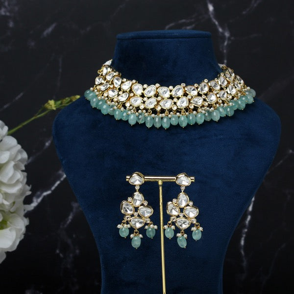 Mehrunissa Polki Set in Icy Blue