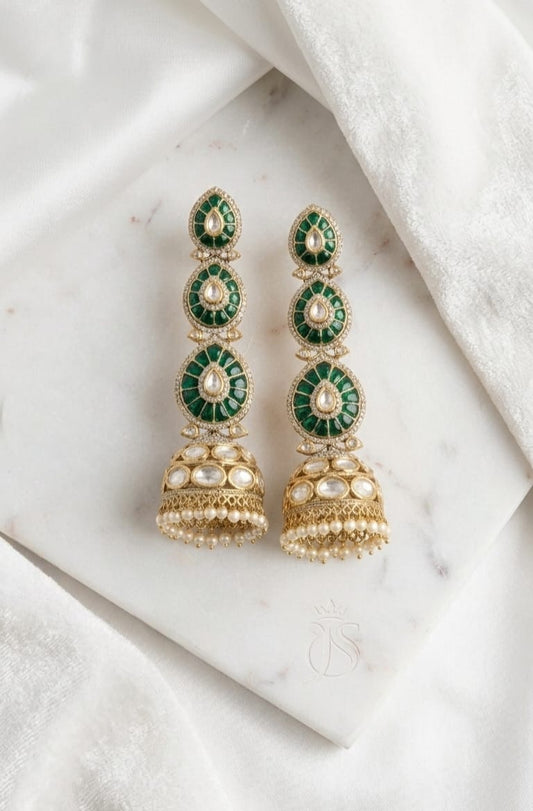 Meenal Emerald Kundan Jhumka