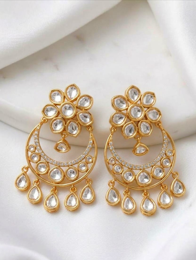 Tear Drop Polki Chandbali