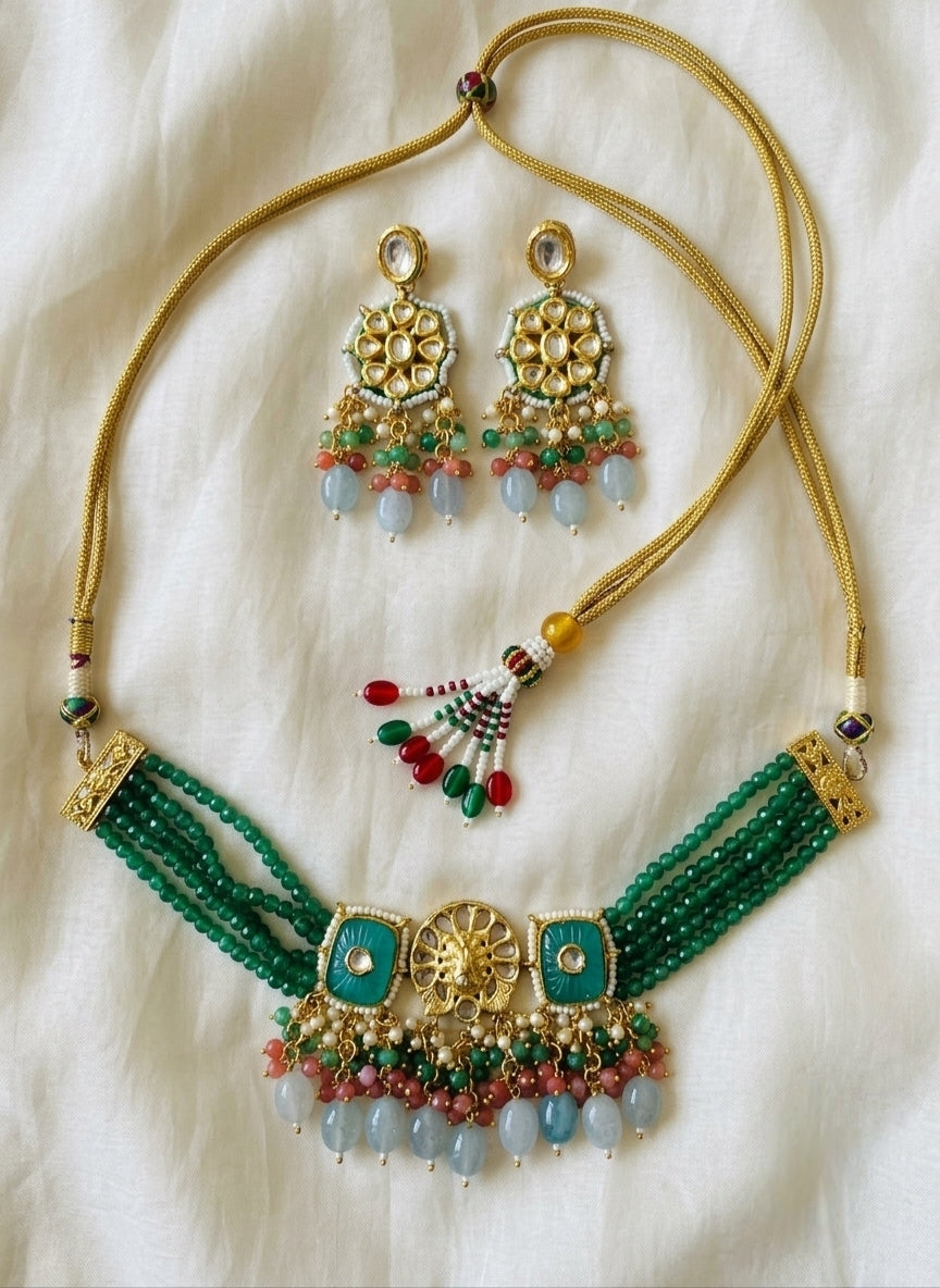 Firoza Bead Choker Set