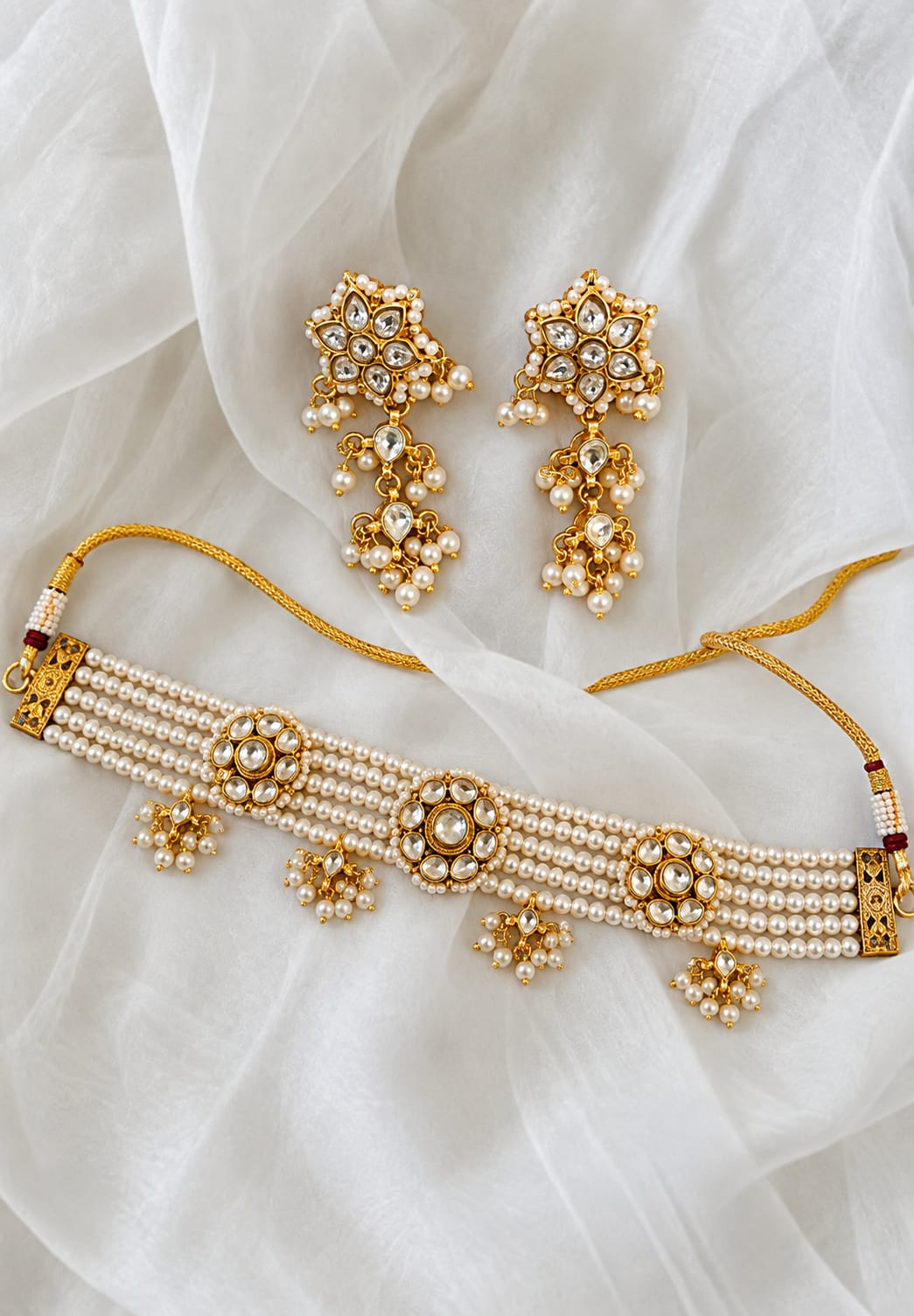 Mogra Moti Kundan Choker Set