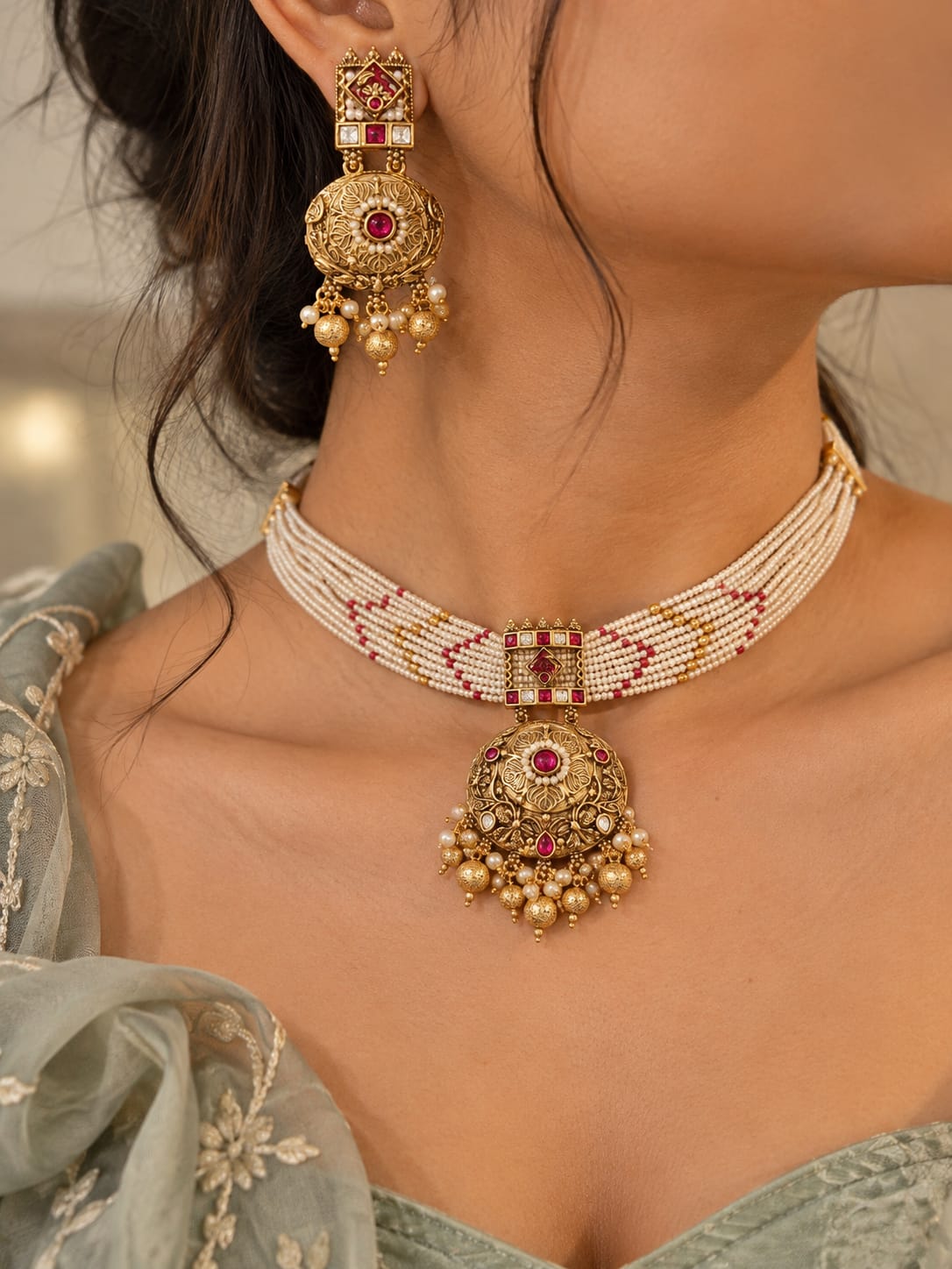 Mohini Moti Nakshi Choker Set