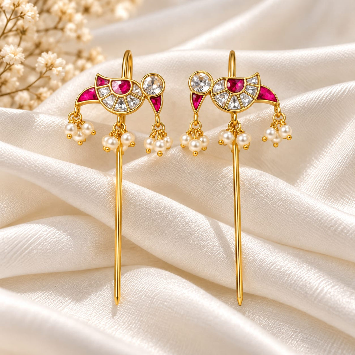 Mayurika Kundan Pin Earrings