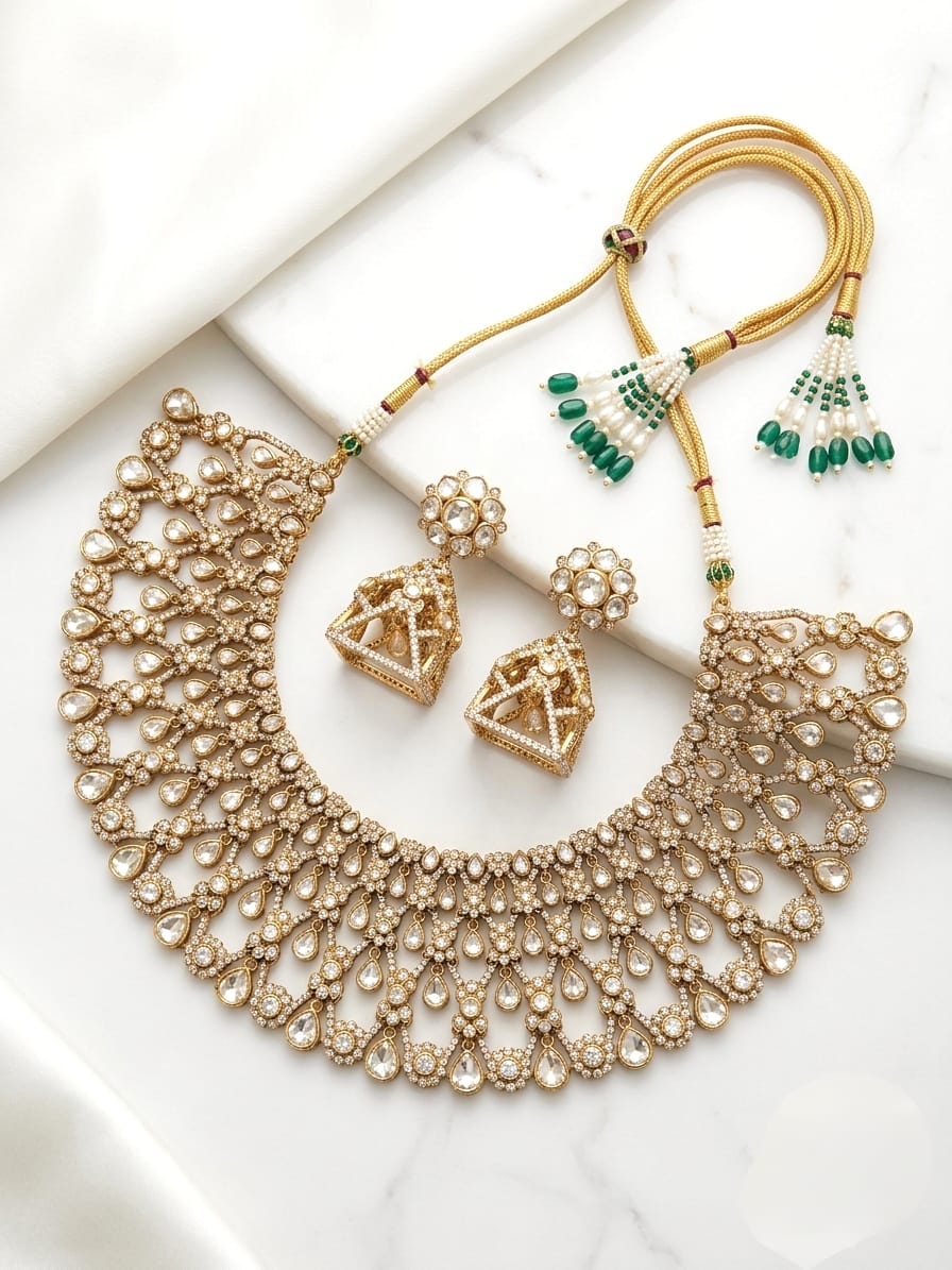 Polki bridal statement choker necklace set