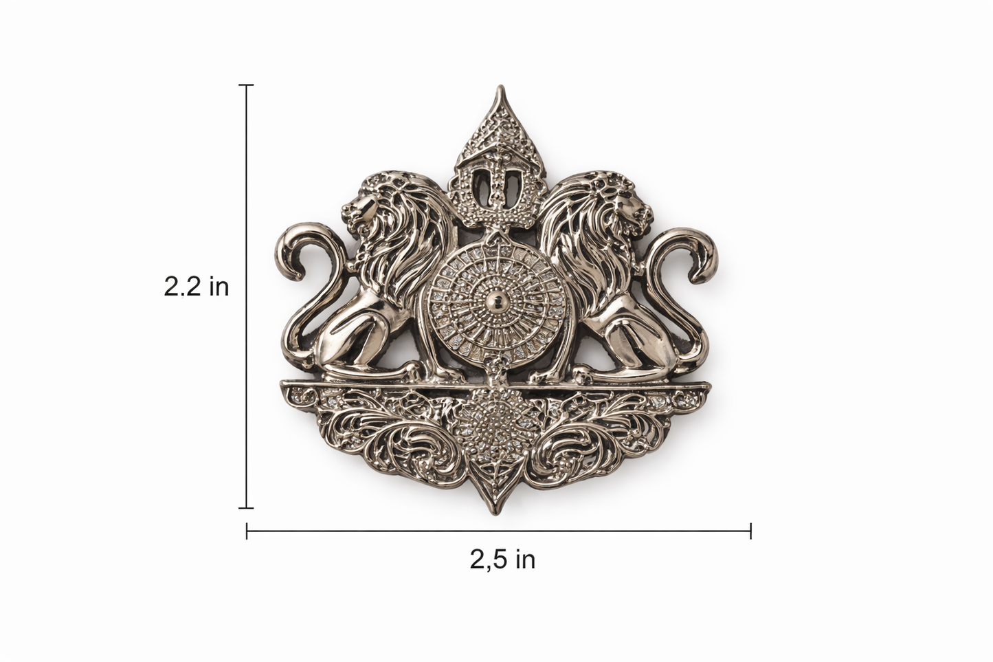 Twin Lions Crest Brooch
