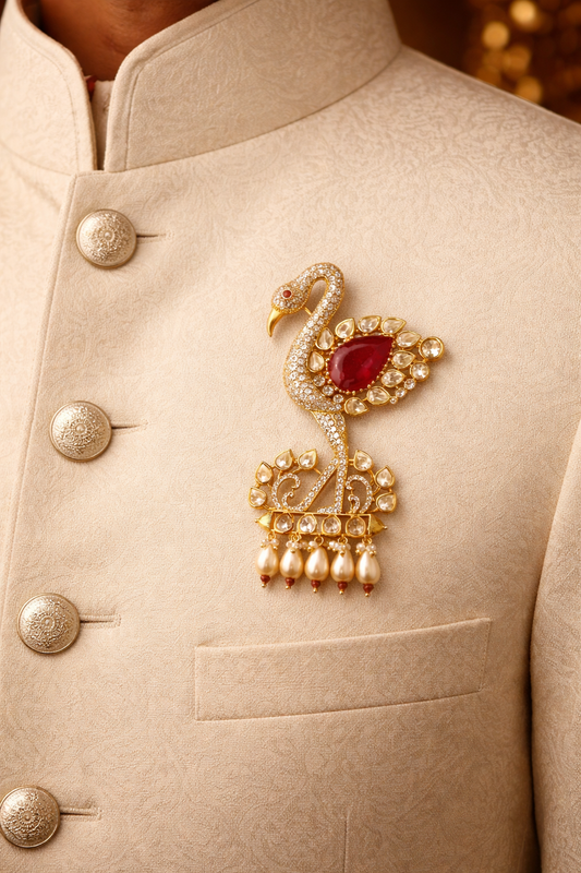 Ruh-e-Mayur Brooch in Ruby