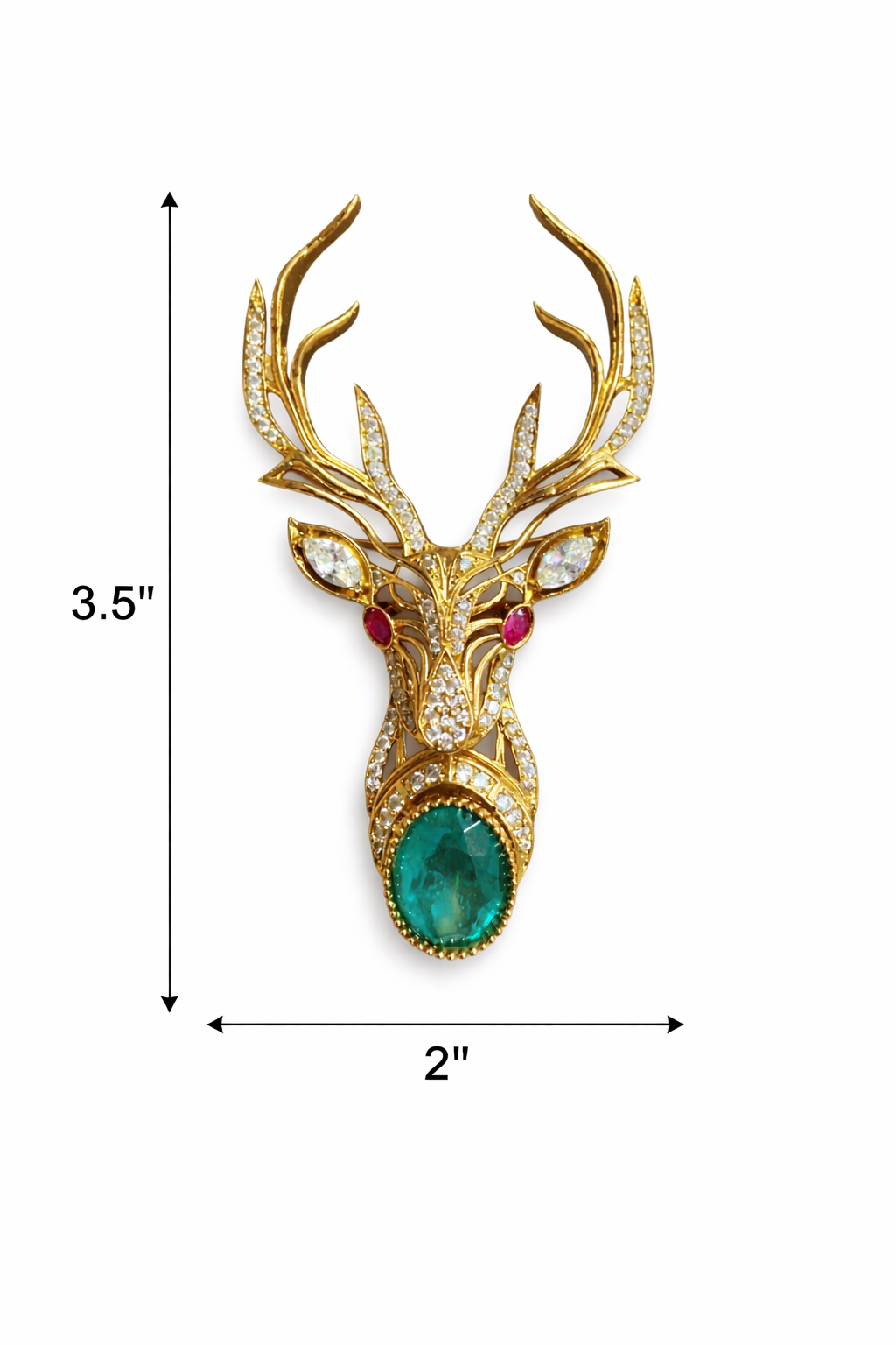 Stag Emerald Brooch