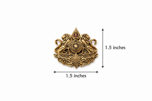 Twin Lions Crest Brooch in Antique
