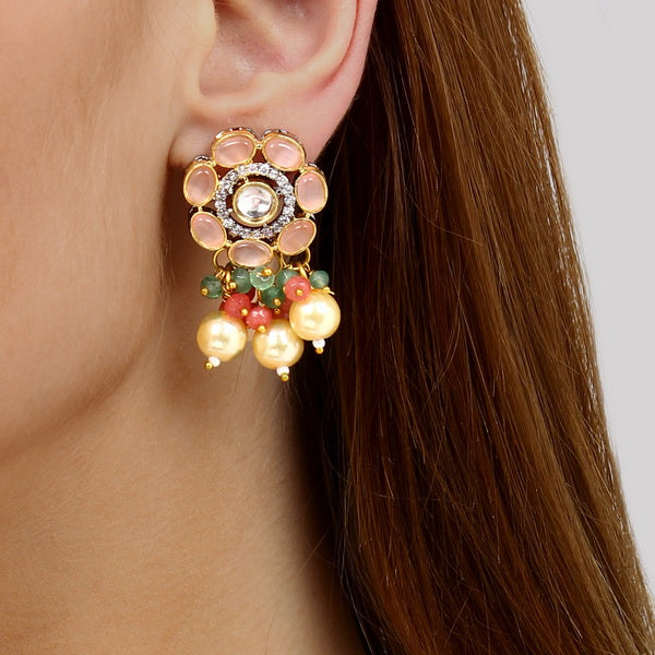 Floral Stone Hanging Stud