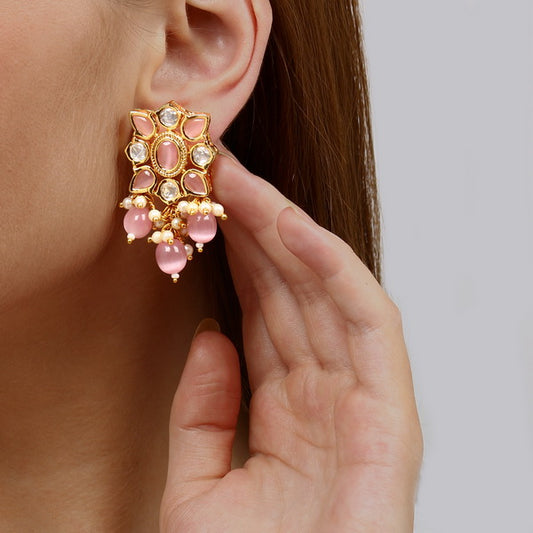 Polki Colour Hanging Stud