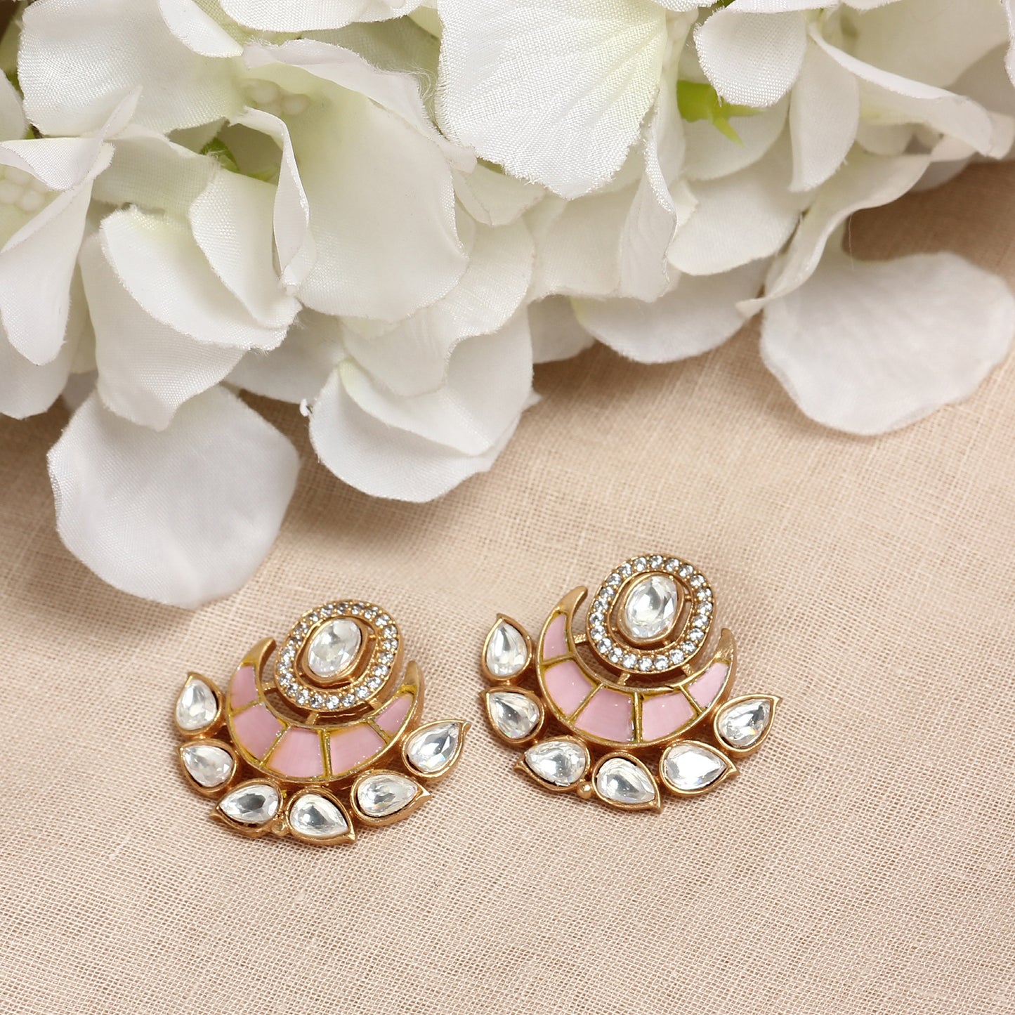 Nazakat Studs in Pink