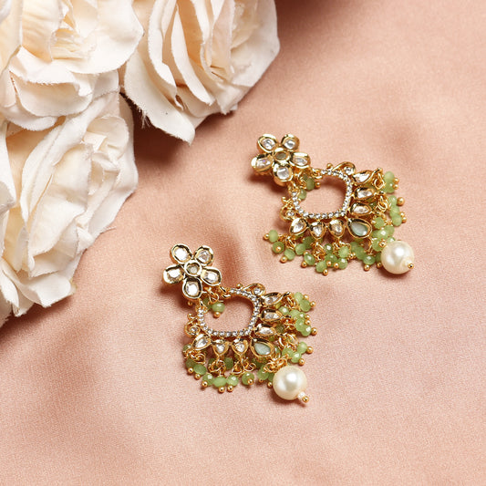 Naziya Polki Earring in Mint