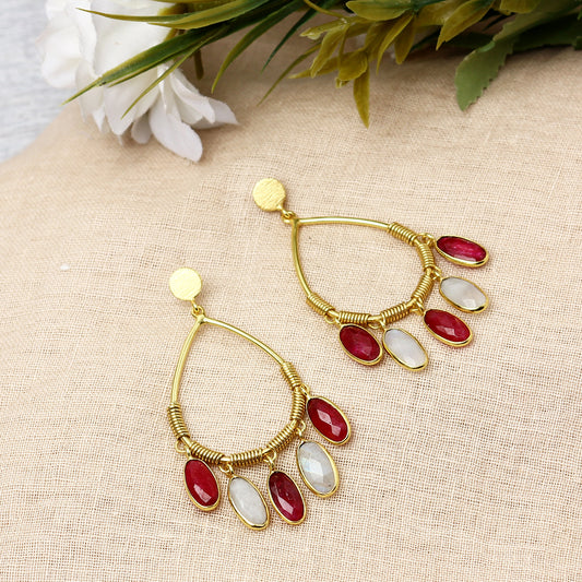Ruby and Moon in Tear Drop Hoops