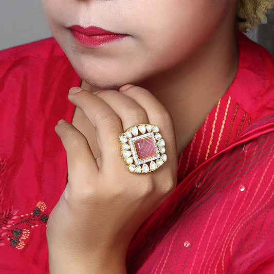Rani Pink Kundan Ring
