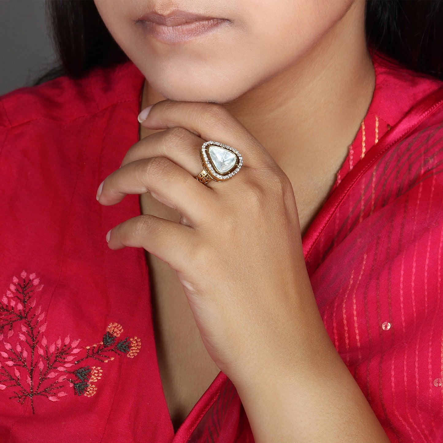 Shehnaz Ring in Polki