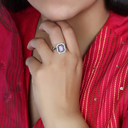 Square AD Ring in Pink