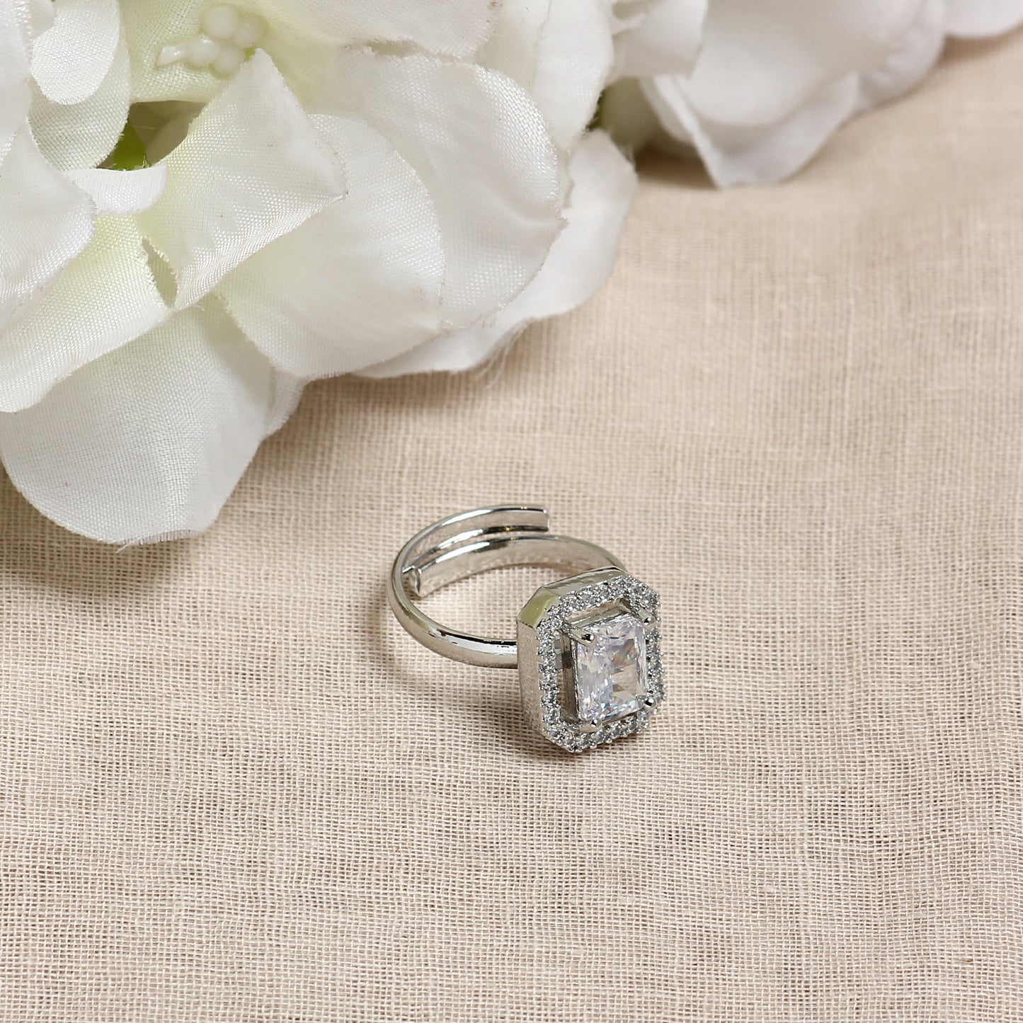 Square AD Ring in White