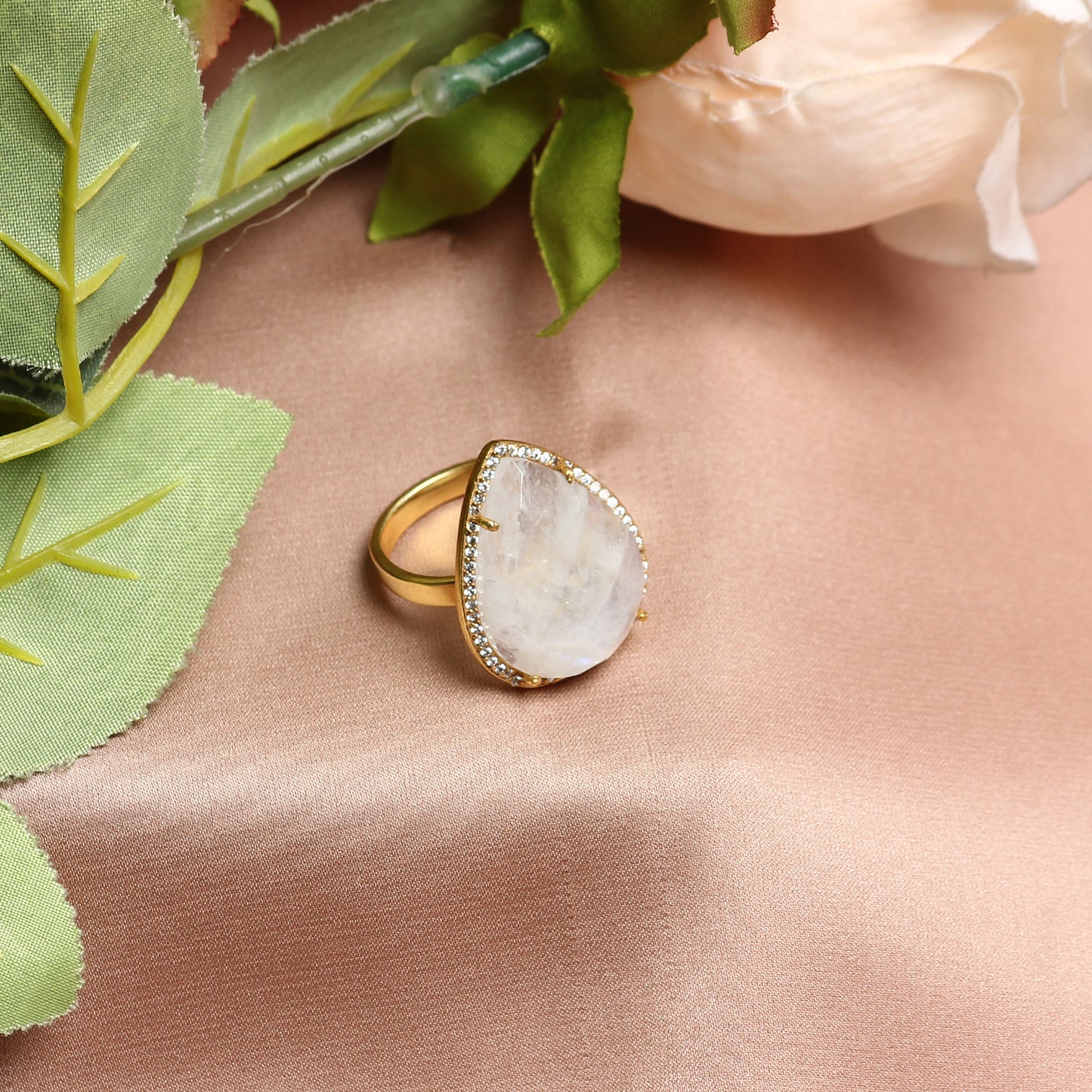 Navya MoonStone Ring in Tear Drop