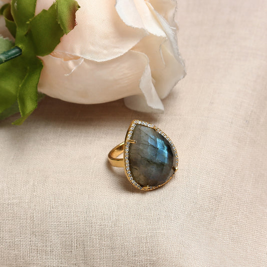 Navya Labrodorite Ring in Tear Drop