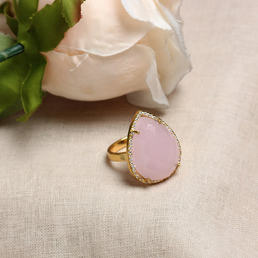 Navya Pink Ring in Tear Drop