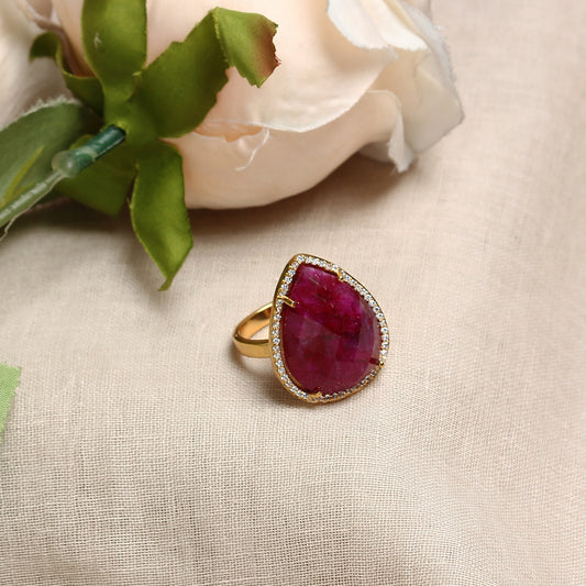 Navya Ruby Ring in Tear Drop