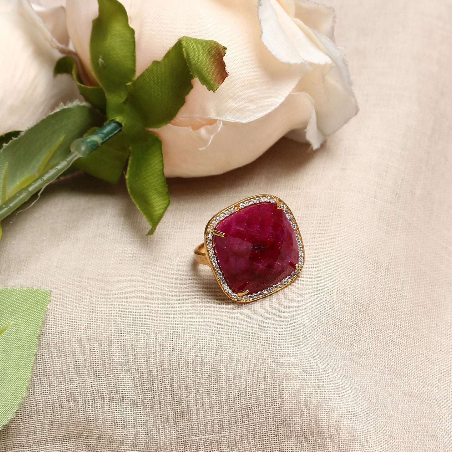 Navya Ruby Ring in Square