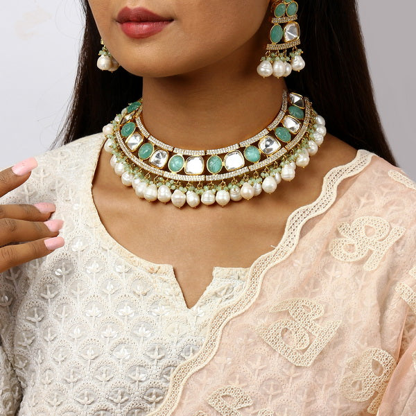 Hinakshi Natural Pearl Polki Choker