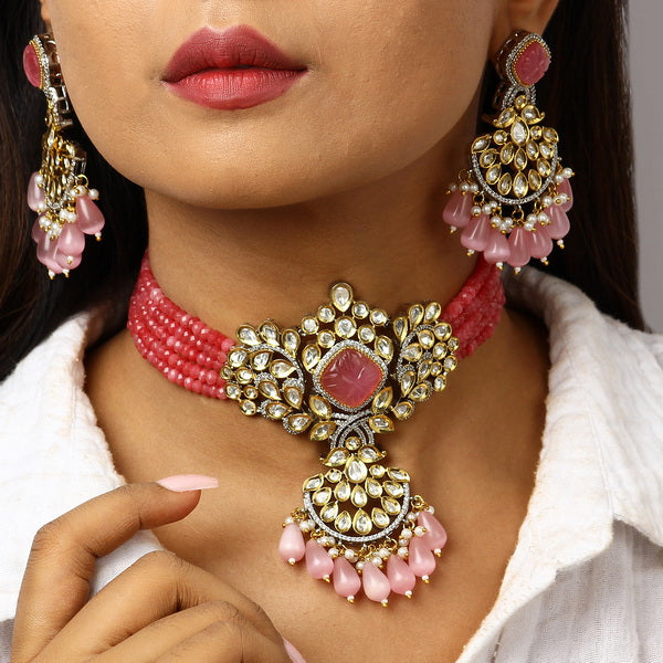 Lipika Choker in Pink Onyx