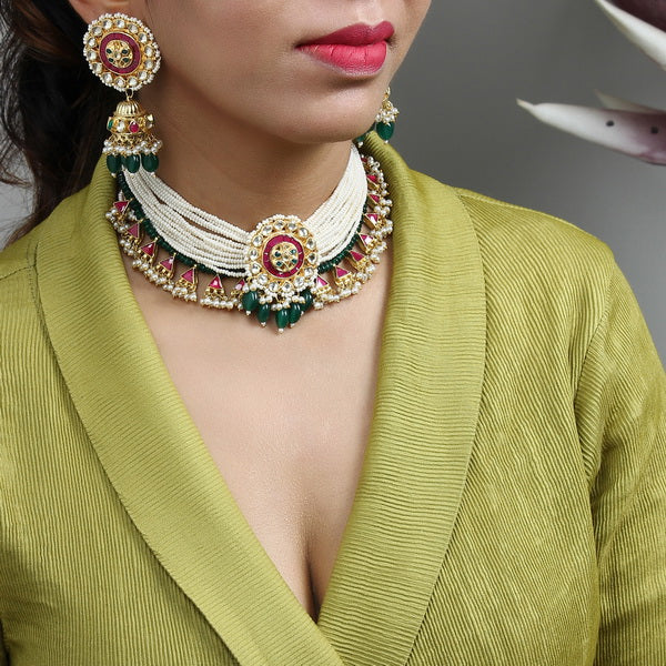 Chandani Choker in Pachi Kundan